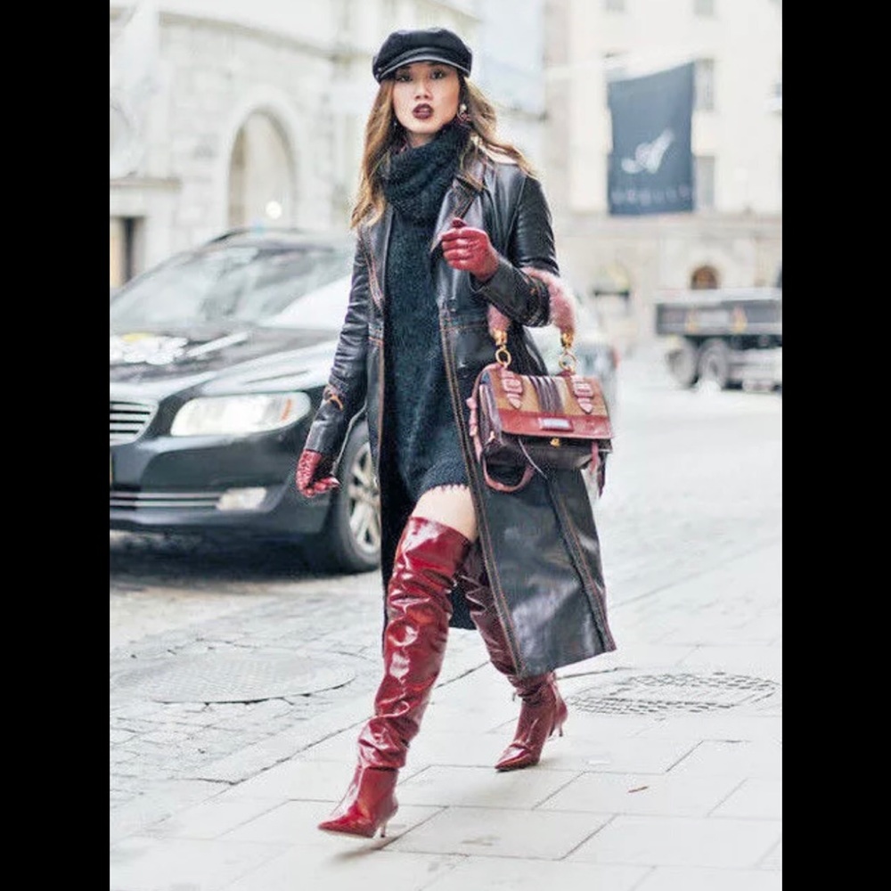 Zara NWT Red Over The Knee Boots